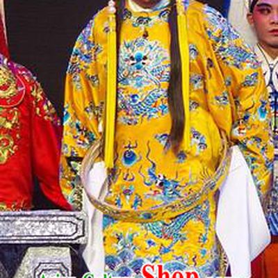 Chinese Guangdong Opera Duke Fuchai Apparels Costumes and Headpieces Traditional Cantonese Opera Monarch Garment King of Wu Clothing