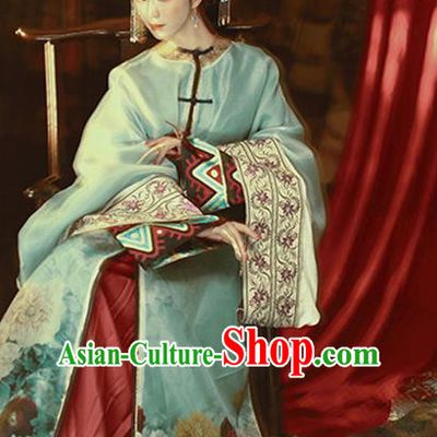 Chinese Traditional Qing Dynasty Noble Female Hanfu Dress Apparels Ancient Princess Consort Historical Costumes and Headpieces Complete Set
