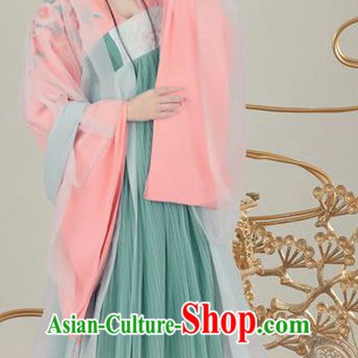 Chinese Traditional Tang Dynasty Royal Princess Hanfu Dress Apparels Ancient Palace Lady Historical Costumes and Headpieces Complete Set