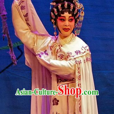 Chinese Cantonese Opera Courtesan Garment Qian Tang Su Xiaoxiao Costumes and Headdress Traditional Guangdong Opera Hua Tan Apparels Young Beauty Dress