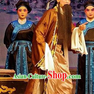Qian Tang Su Xiaoxiao Chinese Guangdong Opera Elderly Male Apparels Costumes and Headpieces Traditional Cantonese Opera Laosheng Garment Lord Ruan Shaoye Clothing