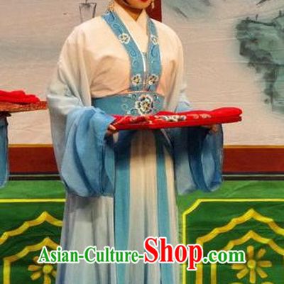 Chinese Cantonese Opera Xiaodan Garment Qian Tang Su Xiaoxiao Costumes and Headdress Traditional Guangdong Opera Young Lady Apparels Servant Girl Dress