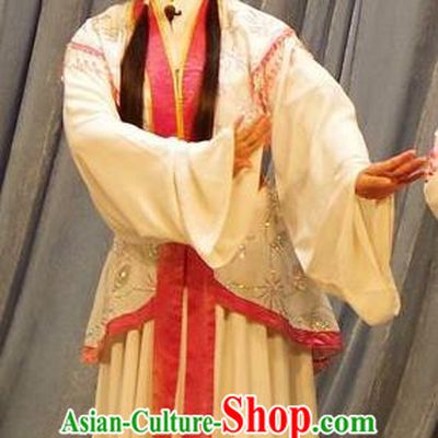 Chinese Cantonese Opera Young Lady Garment Qian Tang Su Xiaoxiao Costumes and Headdress Traditional Guangdong Opera Servant Girl Apparels Xiaodan Dress