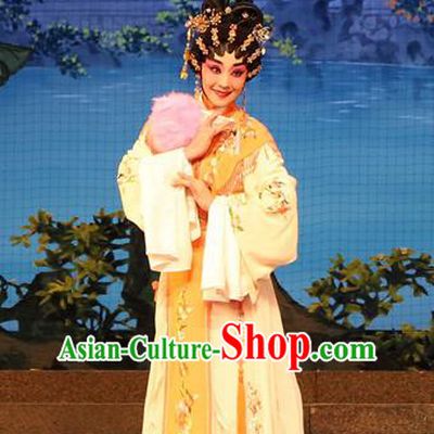 Chinese Cantonese Opera Young Beauty Garment Legend of Lun Wenxu Costumes and Headdress Traditional Guangdong Opera Rich Lady Apparels Hua Tan Pink Dress