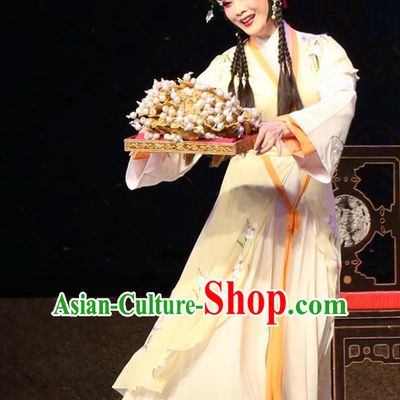 Chinese Cantonese Opera Young Woman Garment Legend of Lun Wenxu Costumes and Headdress Traditional Guangdong Opera Hua Tan Apparels Diva A Xiu Dress