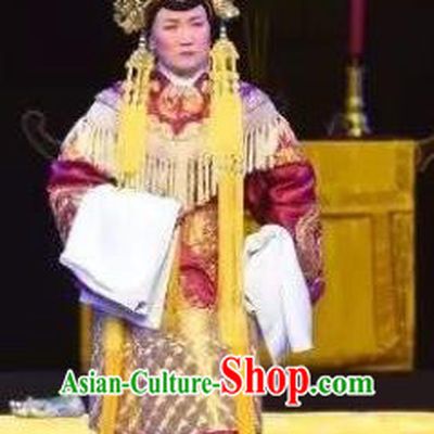 Chinese Cantonese Opera Elderly Female Garment Southern Tang Emperor Costumes and Headdress Traditional Guangdong Opera Laodan Apparels Empress Dowager Dress