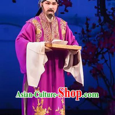 The Romance of Hairpin Chinese Guangdong Opera Laosheng Apparels Costumes and Headpieces Traditional Cantonese Opera Landlord Garment Elderly Male Clothing