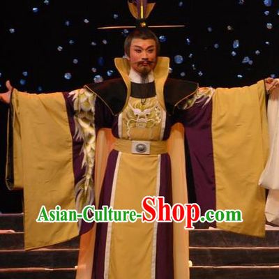 Empress Zhou the Lesser Chinese Guangdong Opera Lord Apparels Costumes and Headpieces Traditional Cantonese Opera Monarch Garment Emperor Zhao Kuangyin Clothing