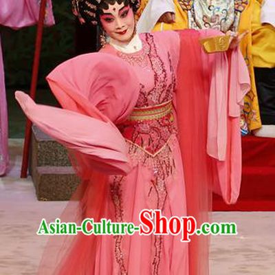 Chinese Cantonese Opera Hua Tan Garment Liu Yi Delivers A Letter Costumes and Headdress Traditional Guangdong Opera Dragon Princess Apparels Young Female Pink Dress