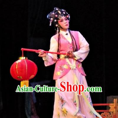 Chinese Cantonese Opera Maidservant Huan Sha Garment Story of the Violet Hairpin Costumes and Headdress Traditional Guangdong Opera Xiaodan Apparels Young Lady Dress