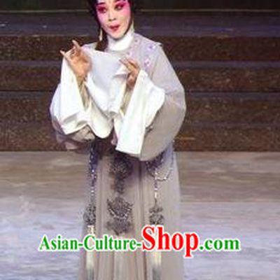 Chinese Cantonese Opera Distress Maiden Garment Story of the Violet Hairpin Costumes and Headdress Traditional Guangdong Opera Huo Xiaoyu Apparels Tsing Yi Dress
