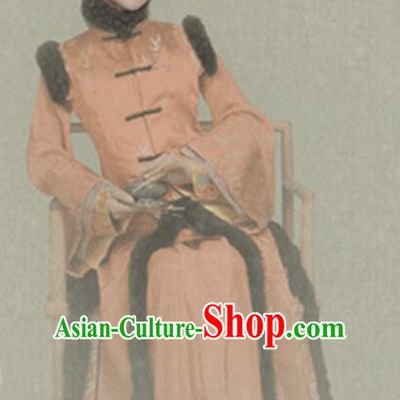 Chinese Traditional Drama Ancient Manchu Imperial Consort Hanfu Dress Apparels Qing Dynasty Palace Woman Historical Costumes and Headdress Complete Set
