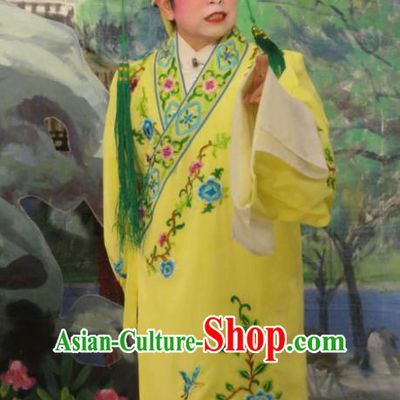Hua Tian Ba Xi Chinese Guangdong Opera Young Man Apparels Costumes and Headpieces Traditional Cantonese Opera Scholar Garment Xiaosheng Bian Ji Clothing