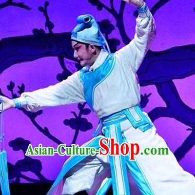 Yuan Yang Sword Chinese Guangdong Opera Swordsman Apparels Costumes and Headpieces Traditional Cantonese Opera Wusheng Garment Hero Clothing