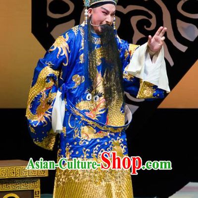 Yuan Yang Sword Chinese Guangdong Opera Emperor Apparels Costumes and Headpieces Traditional Cantonese Opera Elderly Male Garment Duke Li Zicheng Clothing