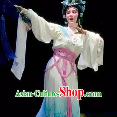 Chinese Cantonese Opera Young Female Garment Yuan Yang Sword Costumes and Headdress Traditional Guangdong Opera Diva Qin Huilan Apparels Actress Dress