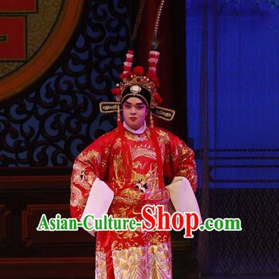Diao Man Gong Zhu Gan Fu Ma Chinese Guangdong Opera Bridegroom Apparels Costumes and Headpieces Traditional Cantonese Opera Young Male Garment Meng Feixiong Clothing