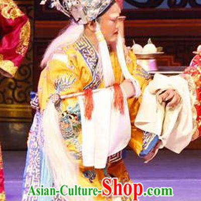 Diao Man Gong Zhu Gan Fu Ma Chinese Guangdong Opera Elderly Man Apparels Costumes and Headpieces Traditional Cantonese Opera Clown Garment Eunuch Clothing