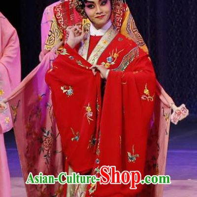 Chinese Cantonese Opera Hua Tan Garment Diao Man Gong Zhu Gan Fu Ma Costumes and Headdress Traditional Guangdong Opera Young Beauty Apparels Princess Fengxia Red Dress