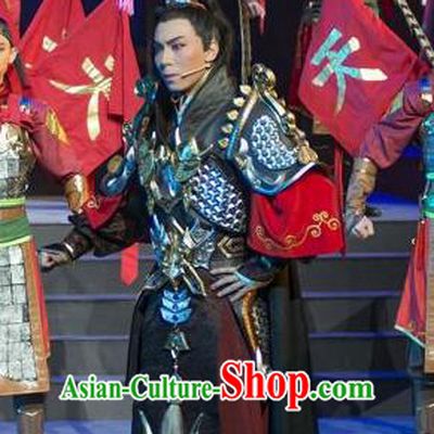 Fighting for the Great Tang Empire Chinese Guangdong Opera General Li Chengen Apparels Costumes and Headpieces Traditional Cantonese Opera Swordsman Garment Armor Clothing