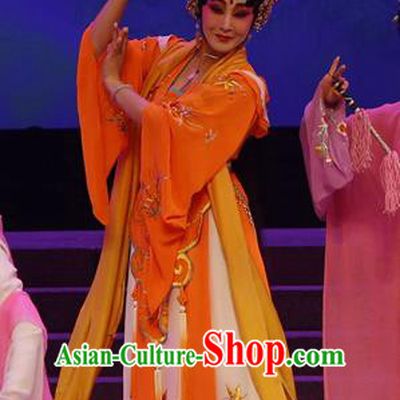 Chinese Cantonese Opera Goddess Garment The Lotus Lantern Costumes and Headdress Traditional Guangdong Opera Actress Apparels Hua Tan Dress