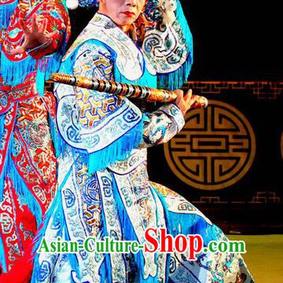 Qi Xing Temple Chinese Sichuan Opera Swordsman Apparels Costumes and Headpieces Peking Opera Highlights Martial Male Garment Wusheng Clothing