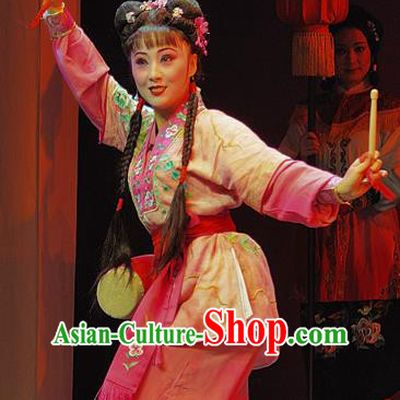 Chinese Sichuan Opera Highlights Maid Lady Garment Costumes and Headdress Wo Hu Ling Traditional Peking Opera Servant Girl Dress Xiaodan Apparels