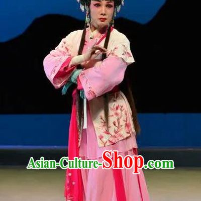 Chinese Cantonese Opera Maidservant Garment Search the College Costumes and Headdress Traditional Guangdong Opera Young Lady Apparels Diva Cui Lian Dress
