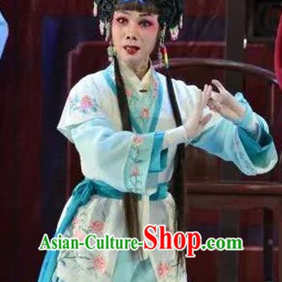 Chinese Cantonese Opera Xiaodan Garment Search the College Costumes and Headdress Traditional Guangdong Opera Young Lady Apparels Maidservant Cui Lian Dress