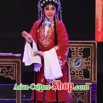 Chinese Cantonese Opera Middle Age Female Garment The Lotus Lantern Costumes and Headdress Traditional Guangdong Opera Actress Apparels Wang Guizhi Blue Dress