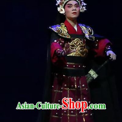 Gao Emperor of Han Chinese Guangdong Opera General Apparels Costumes and Headpieces Traditional Cantonese Opera Martial Male Garment Armor Clothing