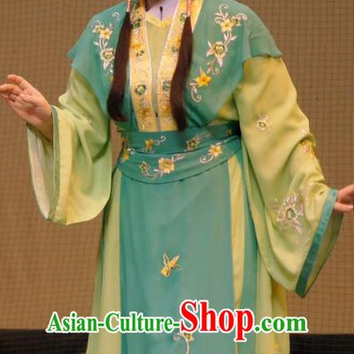 Chinese Cantonese Opera Young Lady Garment Emperor and the Village Girl Costumes and Headdress Traditional Guangdong Opera Diva Apparels Village Girl Zhang Guilan Dress
