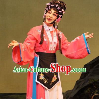 Chinese Cantonese Opera Actress Garment Emperor and the Village Girl Costumes and Headdress Traditional Guangdong Opera Diva Apparels Village Girl Zhang Guilan Red Dress