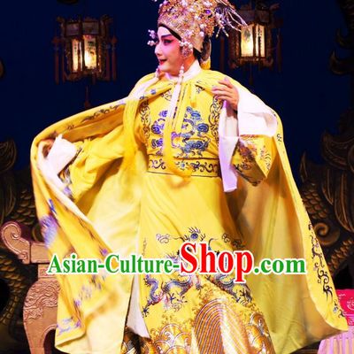 Emperor and the Village Girl Chinese Guangdong Opera Xiaosheng Apparels Costumes and Headpieces Traditional Cantonese Opera Monarch Garment Young Male Clothing