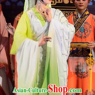 Chinese Cantonese Opera Guanyin Bodhisattva Garment Costumes and Headdress Traditional Guangdong Opera Princess Miaoshan Apparels Goddess Dress