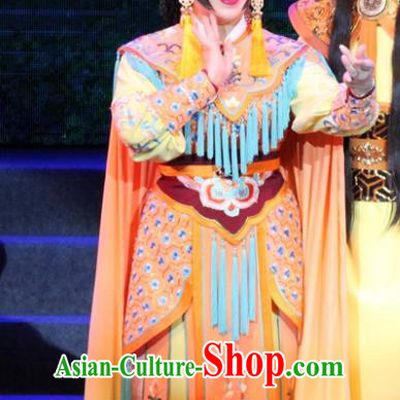 Chinese Cantonese Opera Martial Female Garment Legend of Er Lang Costumes and Headdress Traditional Guangdong Opera Swordswoman Apparels Mi Er Dress