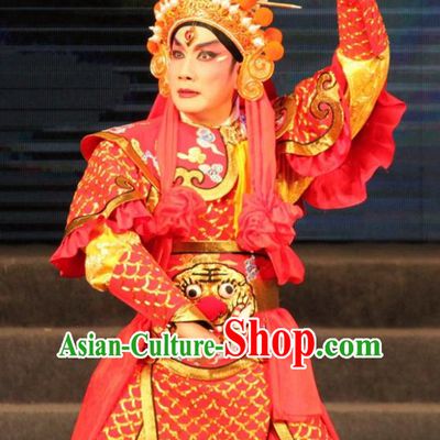 Legend of Er Lang Chinese Guangdong Opera General Apparels Costumes and Headwear Traditional Cantonese Opera God Garment Martial Male Clothing