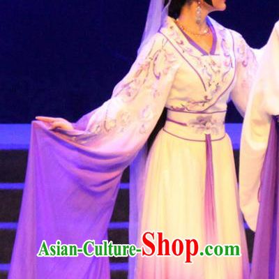 Chinese Cantonese Opera Hua Tan Garment Qian Nv You Hun Costumes and Headdress Traditional Guangdong Opera Diva Nie Xiaoqian Apparels Ghost Dress