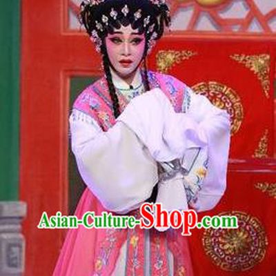 Chinese Cantonese Opera Young Lady Garment The Mad Monk by the Sea Costumes and Headdress Traditional Guangdong Opera Hua Tan Apparels Diva Ye Piaohong Dress