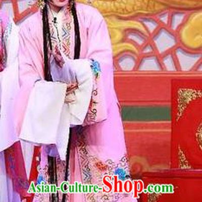 Chinese Cantonese Opera Actress Garment The Mad Monk by the Sea Costumes and Headdress Traditional Guangdong Opera Young Woman Apparels Diva Ye Piaohong Pink Dress