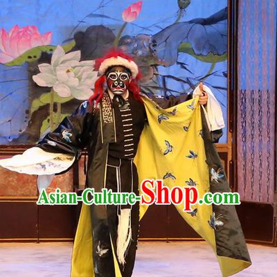 Ba Luo He Chinese Guangdong Opera Painted Role Apparels Costumes and Headwear Traditional Cantonese Opera Martial Male Garment Wusheng Luo Hongxun Clothing