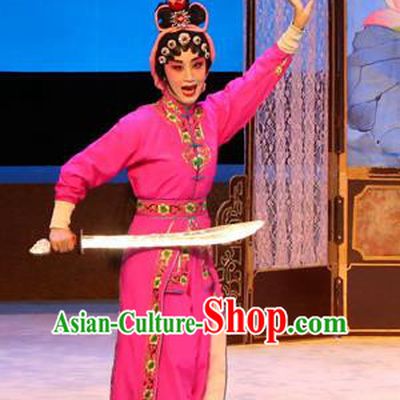 Chinese Cantonese Opera Wudan Garment Ba Luo He Costumes and Headdress Traditional Guangdong Opera Martial Male Apparels Ma Jinding Rosy Dress