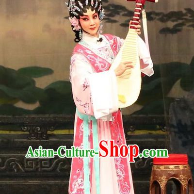 Chinese Cantonese Opera Hua Tan Garment Princess Zhaojun Costumes and Headdress Traditional Guangdong Opera Diva Apparels Young Beauty Dress
