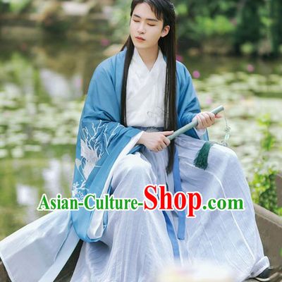Chinese Traditional Ming Dynasty Swordsman Historical Costumes Ancient Nobility Scholar Hanfu Apparels Complete Set for Men
