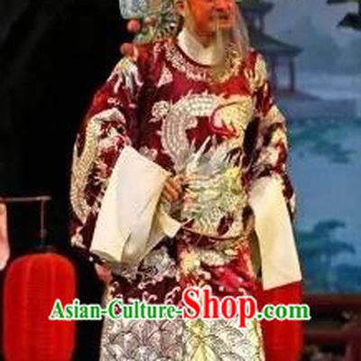 Princess Changping Chinese Guangdong Opera Elderly Male Apparels Costumes and Headwear Traditional Cantonese Opera Official Garment Minister Zhou Xing Clothing