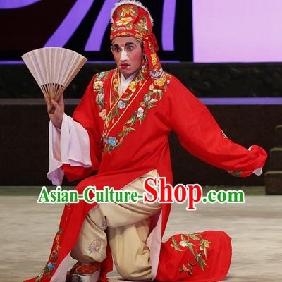 Nao Chai Chinese Guangdong Opera Playboy Apparels Costumes and Headwear Traditional Cantonese Opera Clown Garment Childe Hu Lian Clothing