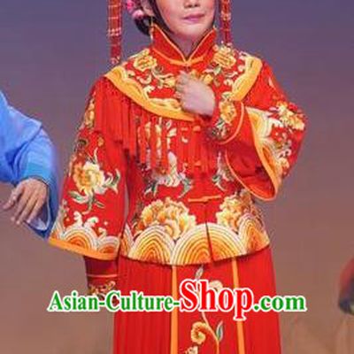 Chinese Cantonese Opera Young Woman Garment Zhuang Yuan Lin Zhaotang Costumes and Headdress Traditional Guangdong Opera Hua Tan Apparels Bride Red Dress