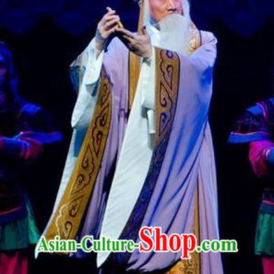 King of Qin Meng Jiang Chinese Guangdong Opera Laosheng Apparels Costumes and Headwear Traditional Cantonese Opera Li Si Garment Elderly Male Clothing