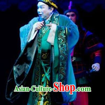 King of Qin Meng Jiang Chinese Guangdong Opera Eunuch Apparels Costumes and Headwear Traditional Cantonese Opera Zhao Gao Garment Minister Clothing