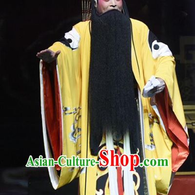 King of Qin Meng Jiang Chinese Guangdong Opera Monarch Apparels Costumes and Headwear Traditional Cantonese Opera Elderly Male Garment First Emperor Clothing